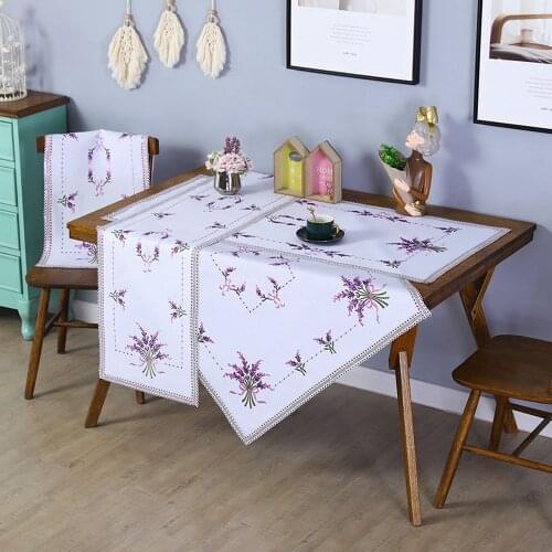 2021 New Tablecloth Purple Lavender Pattern Silver Silk Cloth Bright Diamond Hot Selling Rectangular Tablecloth Home Hotel Party
