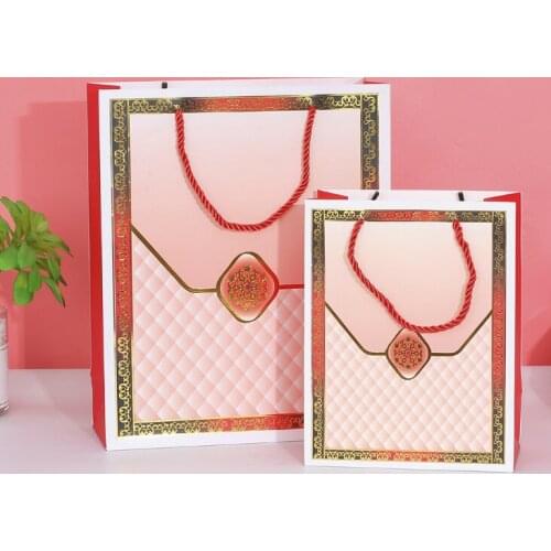 CMYK printing High Quality Rose Gold Shopping Bag Boutique Japan Gift Bag Packaging --XP2363