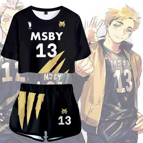 Japan Anime Haikyuu Cosplay Costume High School Hinata Shouyou MSBY Volleyball Jerseys Summer Unisex Casual Sportswear C36M212