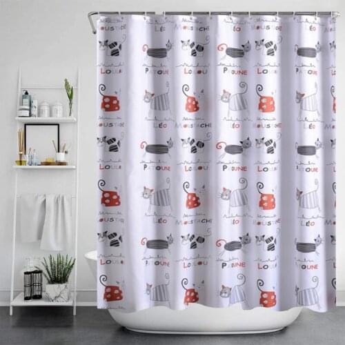 Cat Printed Shower Curtains Bath Products Bathroom Decor With Hooks Waterproof Shower Curtains Bathroom Curtain Floor Mat Pads