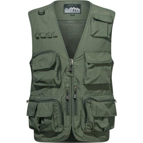 Unloading Mens Vest Tactical Webbed Gear Coat Summer Photographer Waistcoat Tool Many Pocket Mesh Work Sleeveless Jacket Male