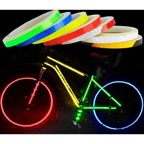 1CM/2CM*8M Bicycle Wheels Reflect Fluorescent MTB Bike Safety Warning Conspicuity Tape Film Adhesive Sticker Strip Tape Bicycle
