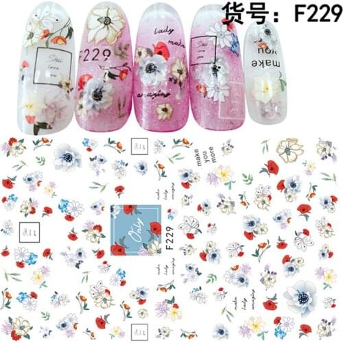 10PCS New Love Sunflower Pink Rose Butterfly Colorful Flower Nail Art Nail Transfer Adhesive Decorative Accessories Sticker