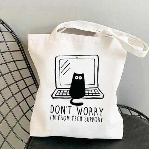 2021 Shopper I'm from tech support Printed Tote Bag women Harajuku shopper handbag girl Shoulder shopping bag Lady Canvas Bag