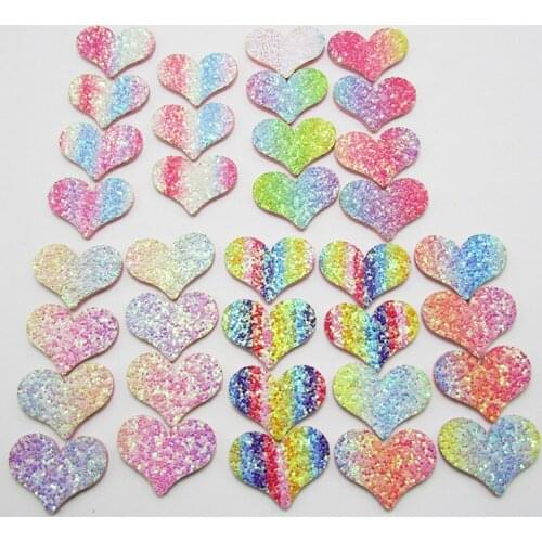 30pcs/lot 2.8x3.5cm Rainbow Padded Heart patches Appliques For Clothes Sewing Supplies DIY Craft