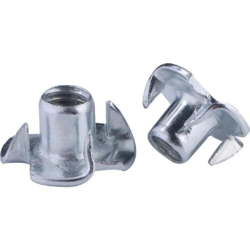50pcs M3 M4 M5 M6 M8 M10 DIN1624 Zinc Plated Inserts Blind Pronged Speaker four Claws Nut Wood Furniture Hardware