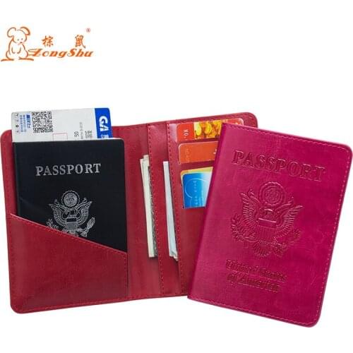 USA oli Double eagle RED International standard size women passport cover Built in RFID Blocking Protect personal information