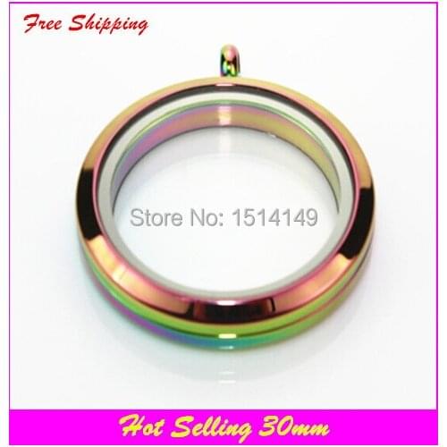 Free shipping stainless steel floating locket rainbow twist screw floating charm lockets whit glass