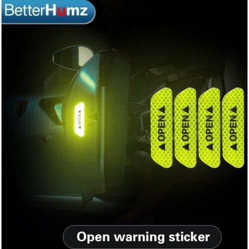 Betterhumz Reflective Open Sticker for audi a4 a6 a3 q5 q7 q3 4pcs/set Door Open Warning Safety Car Styling Sticker Auto Decor
