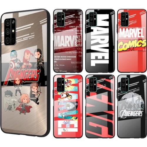 Tempered Glass Cover Marvel Avengers Logo Superhero For Huawei Honor 30 20 10 9X 8X Pro Plus Lite Shockproof Shell Phone Case