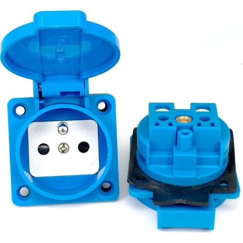 Black blue franch germany industry safety outlet 16A 250V IP54 CE cover waterproof dusrproof power connector AC socket