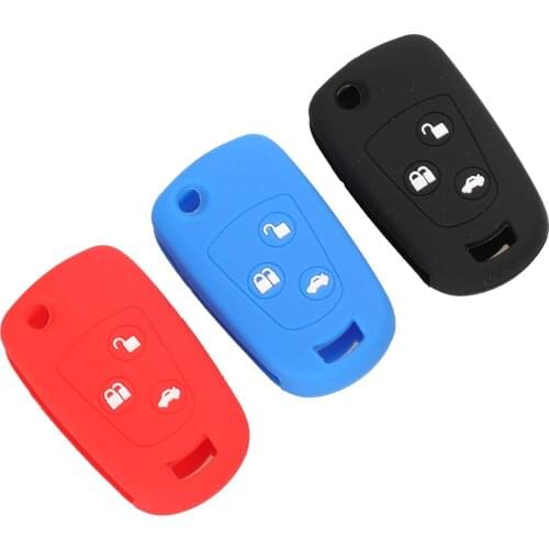 Kutery 10PCS Modified Floding Remote Coloful Silicone Car Key Cover Case For Ford Focus Mondeo Fiesta 3 Buttons Shell Replace