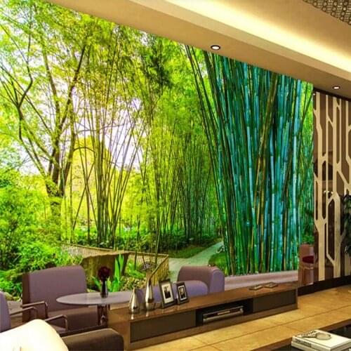 Decorative wallpaper 3D high-end and fresh bamboo forest shaking background wall