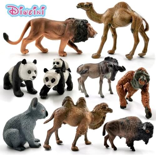 New American Bison Buffalo Cow Koala Donkey Wildebeest Orangutan Camel Lion animal model action figure Educational Gift Kids toy