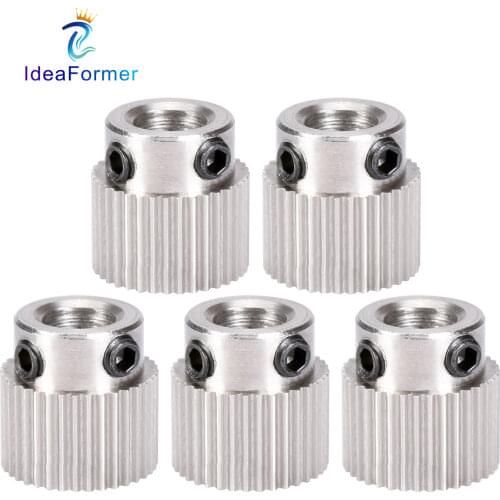 5Pcs 3D Printer Parts Mk7 MK8 Extruder Feeder Gear Stainless Steel Half-teeth Bore 5mm Diameter 11mm 26/36Tooth Extrusion Wheel