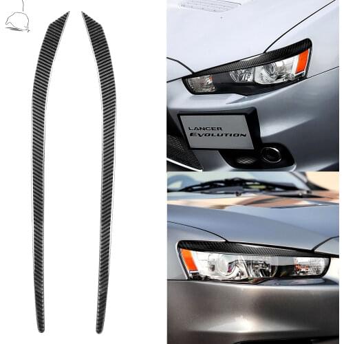 For Mitsubishi Lancer EVO X 2008-2014 Carbon Headlights Eyebrows Eyelids Cover Eyelash Headlamp Stickers Tuning Car Accessories