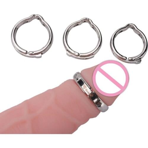 Men Delay Stainless Steel Magnet Lock Ring Extender Enlarger Massage Rings Sex Toy Dropshipping Cock Rings Male Chastity-30