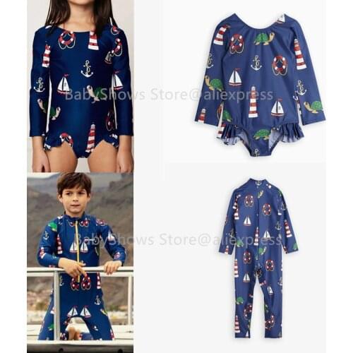 Baby Boys Girls Swimwear 2021 Summer Mr Brand Kids Swimsuit Toddler Beach Wear Printed Child Bathing Suit One Piece Bikini