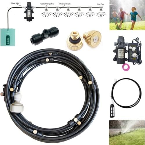 12V5A 60W Micro Diaphragm Pump Misting System Fog Machine Water Sprayer Kit For Outdoor Patio Garden Cooling 20-40FT Kit