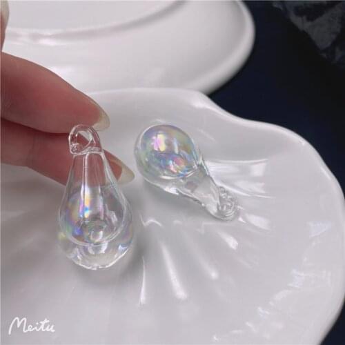 Min order 12pcs/lot AB color print water core geometry water drop shape glass balls beads diy jewelry earring/garment accessory