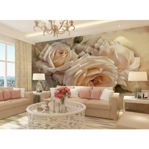 Bacaz Custom Flower Murals Rose 3D Papel Murals Wall paper 3d Wall Photo Murals Wallpaper for Living Room TV Background
