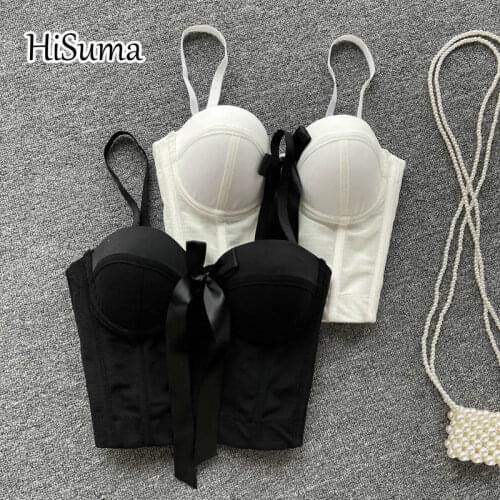 2021 summer new womens V-neck strap bow Costumes camisole Tube top bra one piece belt pad wireless Corset female underwear