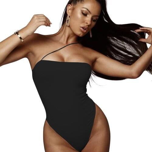 Autumn and Winter new womens sling off-shoulder slim sexy solid color jumpsuit women