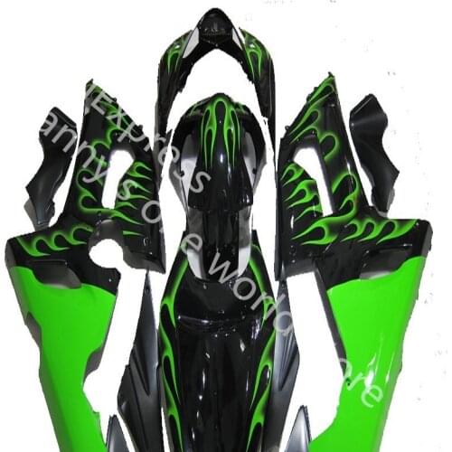 New green flames Fairing Kit For KAWASAKI NINJA ZX-10R 04-05 ZX10R ZX 10R 10 R 04 05 2004 2005 2004-2005 green black Fairing