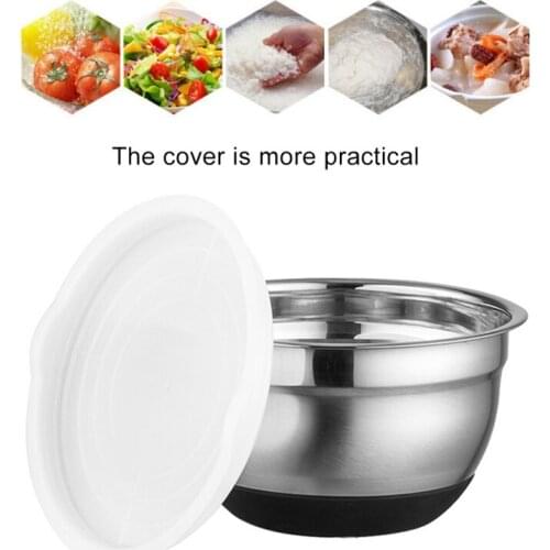 Stainless Steel Tableware Kitchen Utensil Mixing Bowl Silicone Bottom Food Container Stainless Steel Non-Slip With Lids