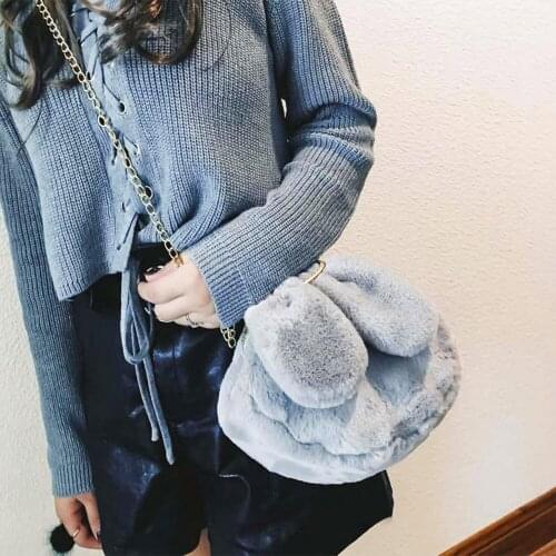 2021 Plush Bolsos Luxury Designer Handbags for Women and Girl 3D Rabbit Shape High Quality Soft Cute Shoulder Crossbody Bag