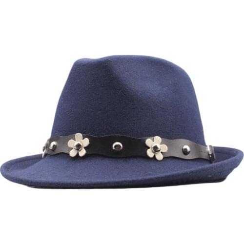 Mens Women With Belt Wool Chapeau Felt Floppy Jazz Fedora Hats Fashion Party Formal Hat Wide Brim Panama Trilby Cap