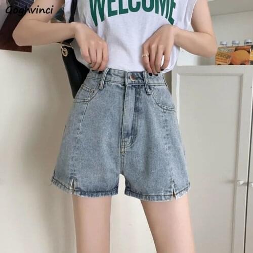 Shorts Women Denim Stylish Simple Summer Solid Streetwear High Waist Mini Vintage Korean Loose All-match Ins Retro Mujer Trouser