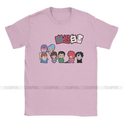 Funny Yu Yu Hakusho Title T-Shirt Men Round Neck Cotton T Shirts Yusuke Kurama Anime Short Sleeve Tees Birthday Present Clothing