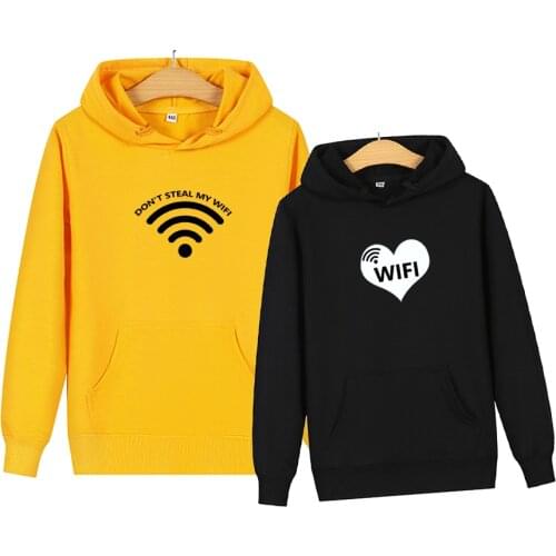 Don't Steal My Wifi Matching Couple Sweatshirts Korean Casual Pullovers Women Men Letter Print Hoodies Streetwear Top