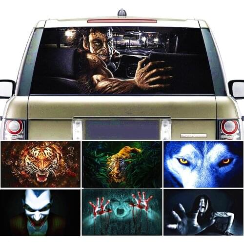 Surprising 3D Car Rear Windshield Poster - 130*70cm Waterproof One Way Vision Unique Scary Window Stickers OEM Decal