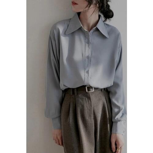 Office Ladies Elegant Long Sleeve Shirts New Arrival 2021 Autumn Korean Style All-match Loose Women Chiffon Casual Tops W498