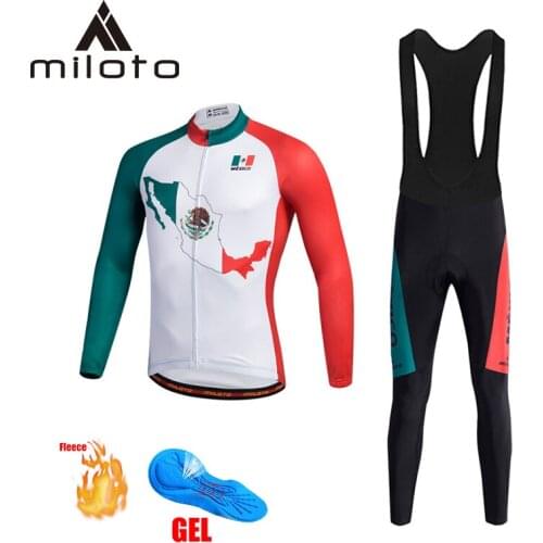 MILOTO winter cycling sets thermal fleece long bike pants 2019 conjunto ciclismo mtb men maillot ciclismo road racing bike suits