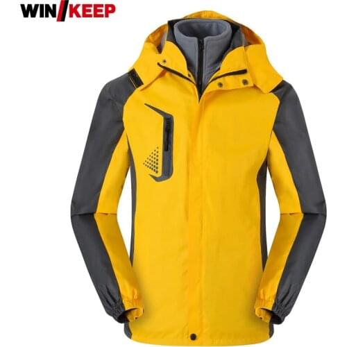 Winter Mens Fleece Liner Two Piece Skiing Jacket Hoody Windproof Hiking Coat Ski Snowboard Female Camping Jacket Customize Logo
