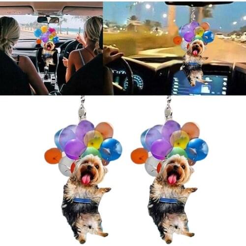 1Pcs Cartoon Cute Dog Car Hanging Ornament with Colorful Balloon Home Decorations Hanging Ornament Decoration for Auto