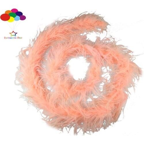 1pcs Luxury Ostrich Feather Boa 2 meter Long pink shell High Quality for diy Fluffy Costume Dress mask headdress
