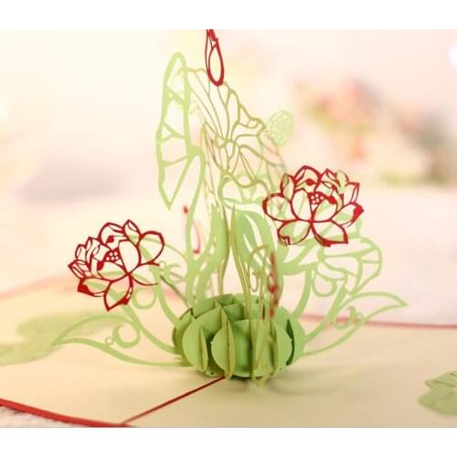 10pcs 3D Water Lily Flower Handmade Kirigami Origami Wedding Party Invitation Cards Greeding Birthday Card Postcard
