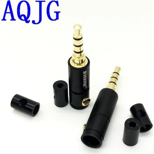 10pcs/lot for shure 4 Pole 3.5mm Plug Male Headphone Jack 3.5 mm Audio Connector For 4mm Cable Adapter AQJG