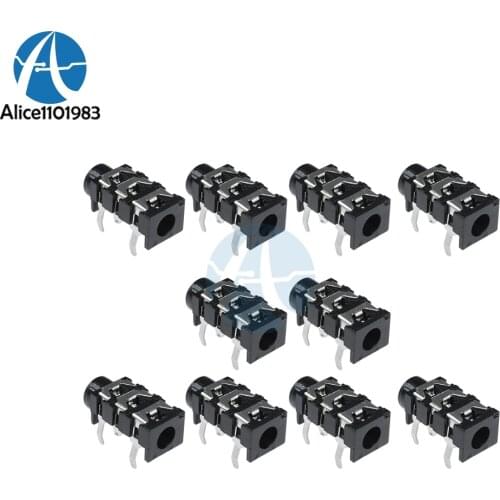10Pcs 3.5mm 5Pin Stereo Headphone Socket Audio Jack Earphone Socket