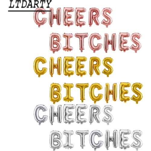 13pcs letter Cheer Bitch Balloons Banner for Hen Night Out Bachelorette Gathering Adult Party Game Wedding Party Decoration