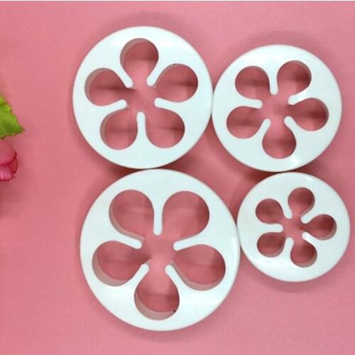 4pcs Rose Flower Fondant Cake Cutter Mold Sugarcraft Baking Decorating Tool