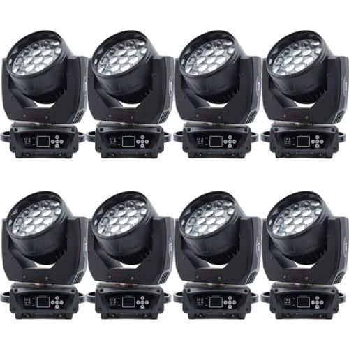 8pcs/lot 19x15W 4 in1 ZOOM LED Moving Head wash dj light quad led stage beam disco lights