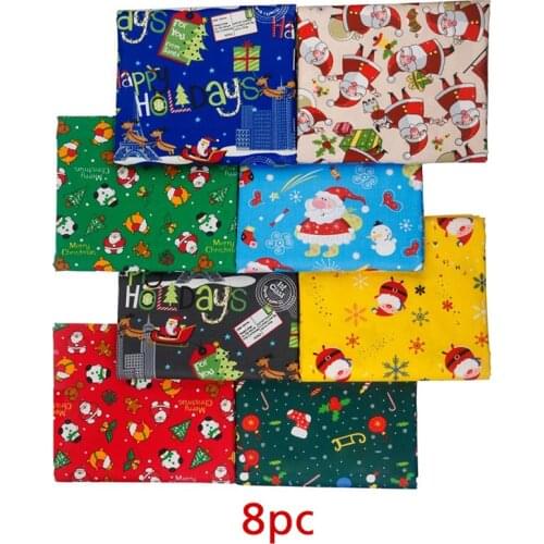 8PCS Christmas Series Cotton Patchwork Fabric For Bag Shoes Decoration DIY Handmade Craft Sewing Clothing Material