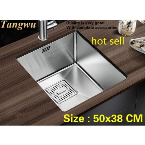 Free shipping Hot sell standard trumpet kitchen manual sink single trough do the dishes 304 food grade stainless steel 50x38 CM
