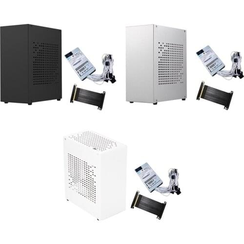 Mini ITX Computer Case Chassis HTPC Host Case USB3.0 ITX Enclosure with 400W Small 1U Power and Extension Cable