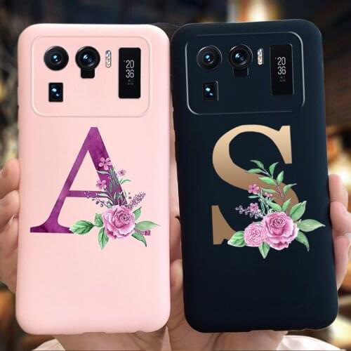 Alphabet Letter Phone Case For Xiaomi Mi 11 Ultra Cover Luxury Custom Name Soft TPU Case For Xiomi Mi 11 Ultra Global Back Funda
